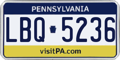 PA license plate LBQ5236