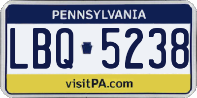 PA license plate LBQ5238