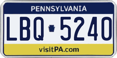 PA license plate LBQ5240