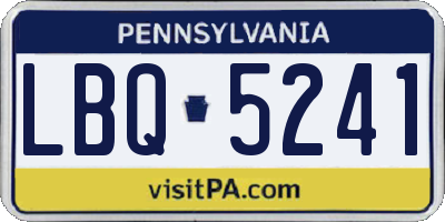 PA license plate LBQ5241
