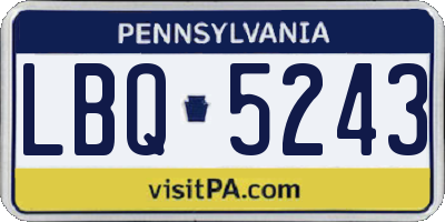 PA license plate LBQ5243