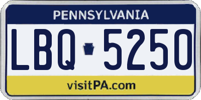 PA license plate LBQ5250