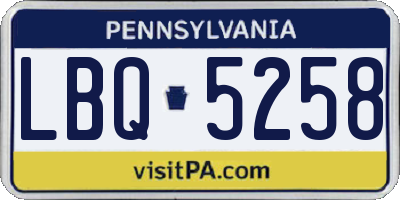 PA license plate LBQ5258
