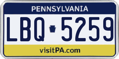 PA license plate LBQ5259