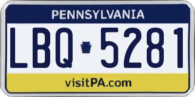 PA license plate LBQ5281