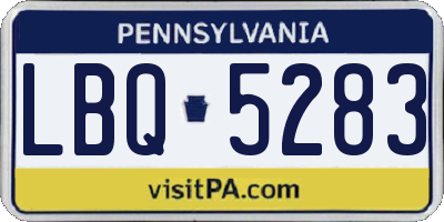 PA license plate LBQ5283