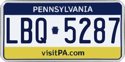 PA license plate LBQ5287