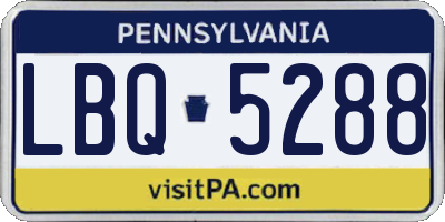 PA license plate LBQ5288
