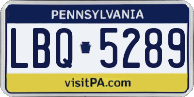 PA license plate LBQ5289