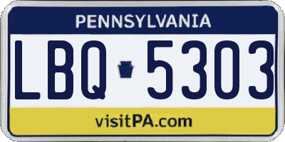 PA license plate LBQ5303