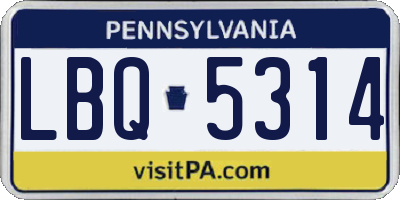 PA license plate LBQ5314