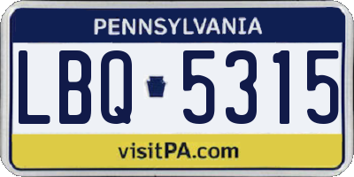PA license plate LBQ5315