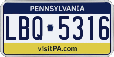 PA license plate LBQ5316