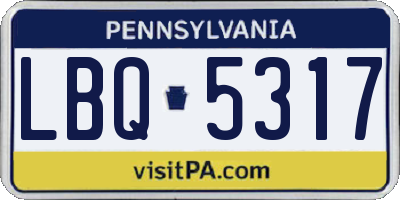 PA license plate LBQ5317