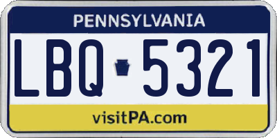 PA license plate LBQ5321
