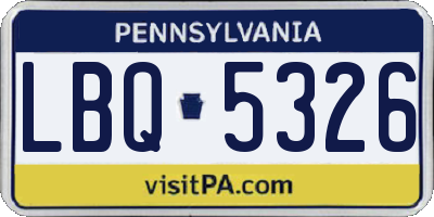 PA license plate LBQ5326