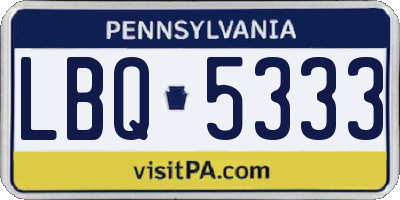 PA license plate LBQ5333