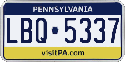 PA license plate LBQ5337