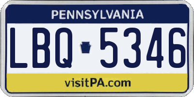 PA license plate LBQ5346