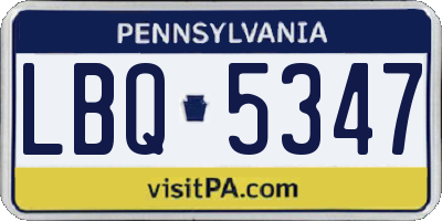 PA license plate LBQ5347