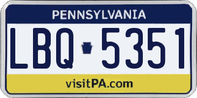 PA license plate LBQ5351
