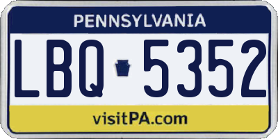 PA license plate LBQ5352