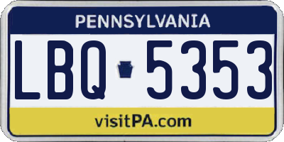 PA license plate LBQ5353