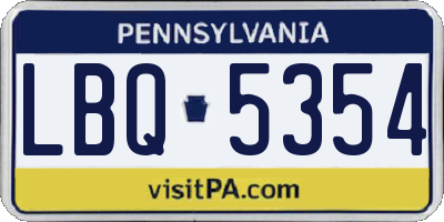 PA license plate LBQ5354