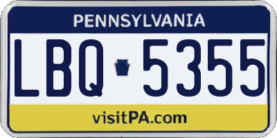 PA license plate LBQ5355