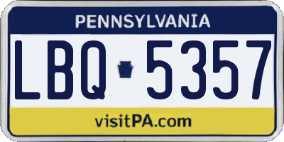 PA license plate LBQ5357