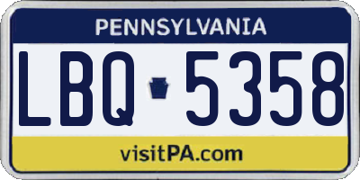 PA license plate LBQ5358
