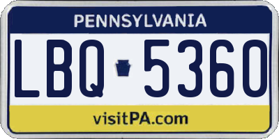 PA license plate LBQ5360