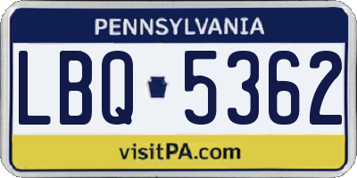 PA license plate LBQ5362