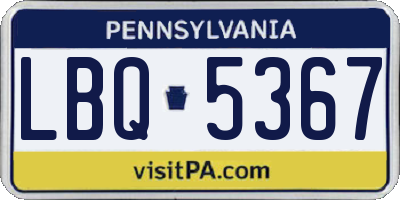 PA license plate LBQ5367