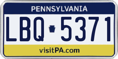 PA license plate LBQ5371