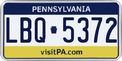 PA license plate LBQ5372