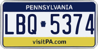 PA license plate LBQ5374
