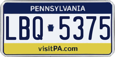 PA license plate LBQ5375