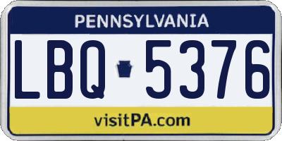 PA license plate LBQ5376