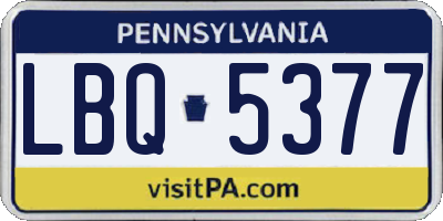 PA license plate LBQ5377