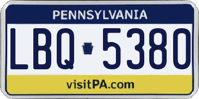 PA license plate LBQ5380