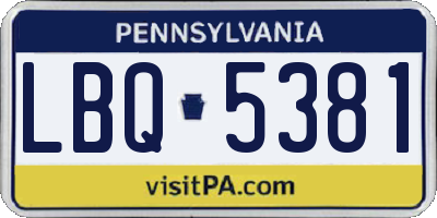 PA license plate LBQ5381