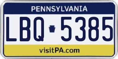 PA license plate LBQ5385
