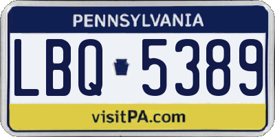 PA license plate LBQ5389