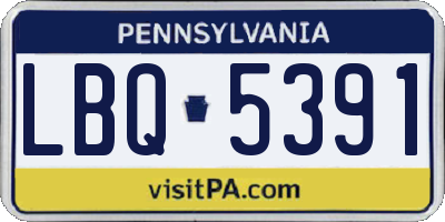 PA license plate LBQ5391