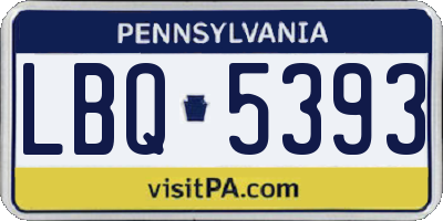 PA license plate LBQ5393