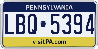 PA license plate LBQ5394