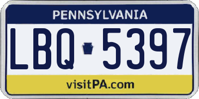 PA license plate LBQ5397