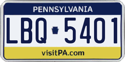 PA license plate LBQ5401