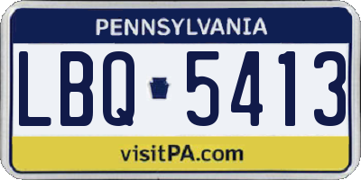 PA license plate LBQ5413